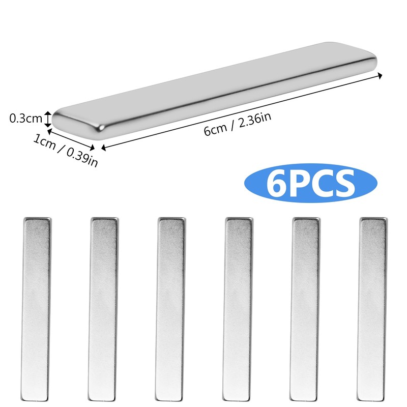 Pack of 6 Neodymium Magnets Extra Strong, Rectangular and Small,