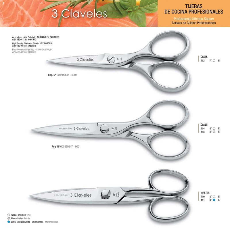 3 claveles 410 - Kitchen Shears, Stainless Steel, 20.32 cm