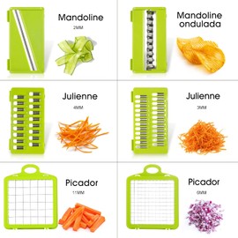 EMAGIE Cortador de Verduras - 17 en 1 Picador de Verduras Mandolina Rallador de Verduras Rebanador de Verduras Cortador de Cebolla Papas Cortadora para Frutas Verduras y Ensaladas