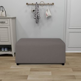 PureFit - Funda otomana rectangular súper elástica para taburete de pie y muebles de almacenamiento plegables para sala de estar con parte inferior elástica antideslizante (mediano, gris pardo)