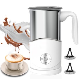 Electric Milk Frother,4-in-1 Milk Frother and Steamer for Coffee - Warm & Cold Foam with Anti-burn Propeller, 350ml Capacity, Easy to Clean, perfect for Cappuccino, Latte, and Choc, BPA Free (white)