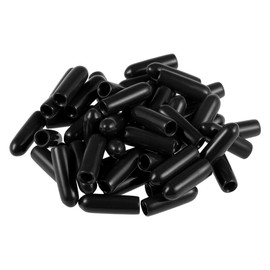 sourcing map 50pcs Rubber End Caps 3mm ID Vinyl Round Tube Bolt Cap Cover Screw Thread Protectors Black