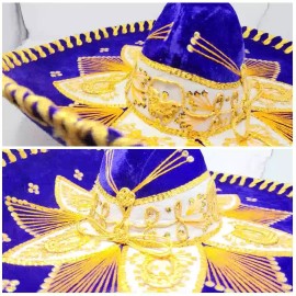 Purple  with gold trim adults sombrero charro mariachi hat extra fancy handmade