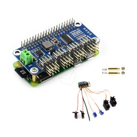 Servo Driver HAT Compatible with Raspberry Pi 5/4/3B+/3B/Zero/Zero W/Zero 2W and Jetson Nano,16-Channel 12-Bit I2C, Suitable for Robotic Arms or Hexapods Robots Driving Servos, Bent PinHeader