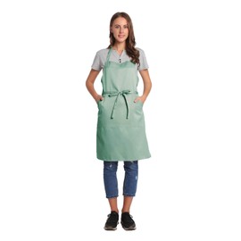 BIGHAS Adjustable Apron with Pocket, Extra Long Ties for Men and Women, 18 Colours, for Chefs, Kitchen, Home, Restaurant, Cafe, Cooking, Baking, Gardening, Sheer Green