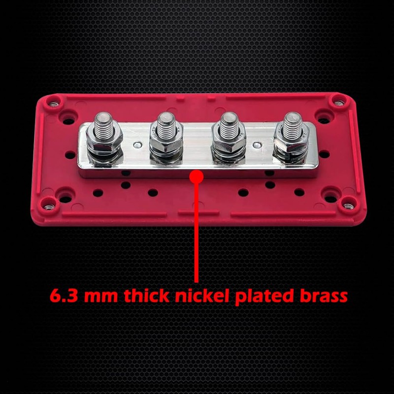 4 M8 Studs Power Distribution Block Bus Bar 12V, Ampper