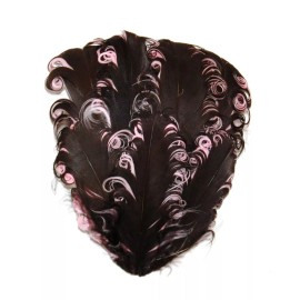 Pretty-Plumes Brown Pink Curly Goose Feather Pad Hat Headband Sew or Glue on