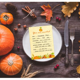 SICOHOME Thanksgiving Party Invitations - 12pcs 5"x7" Friendsgiving Invitations with Envelopes for Kids Adult Baby Shower Fall Birthday Invitations Thanksgiving Greeting Cards Party Favors Supplies
