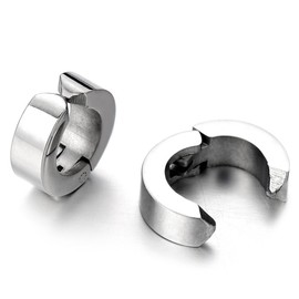 Pair of Click-on Hoop Earrings for Men and Women, Stainless Steel Huggie Ear Cuff Earrings, Fake Piercing, enamel, Non-applicable