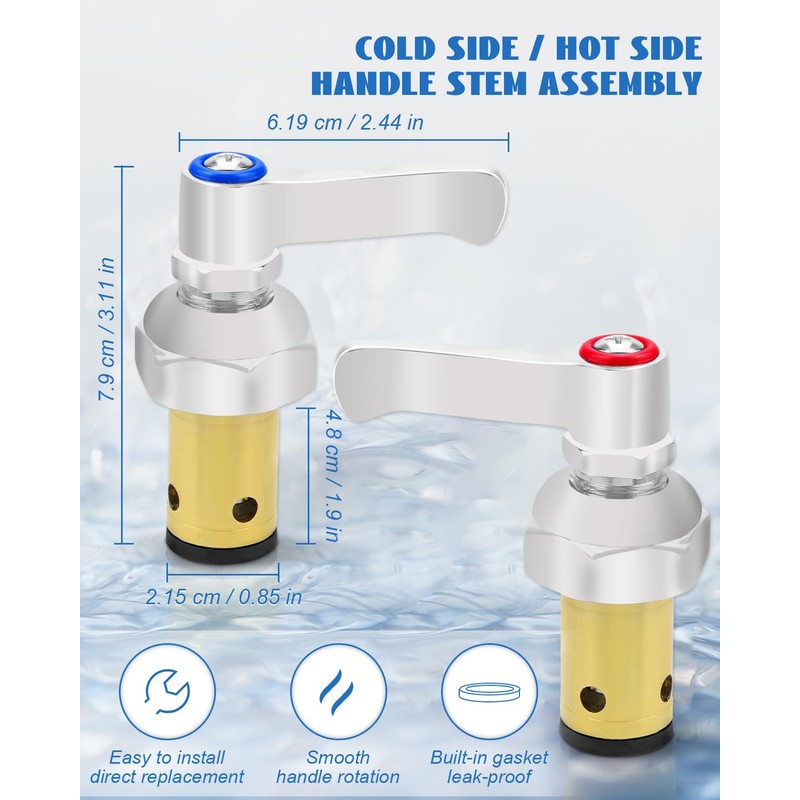 YIGUCS Handle Stem Assembly Hot & Cold Fits for T&S