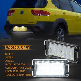 OZ-LAMPE 2Pcs LED Licence Number Plate Light, Rear License Plate Lamp for SEAT ALTEA AROSA IBIZA CORDOBA LEON TOLEDO 3, Taillight Error Free Rear Lamps with Canbus