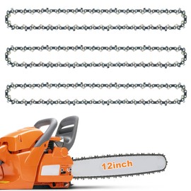 3-Pack Chainsaw Chain for 12 Inch (30cm) Bar, 45 Drive Links, 3/8" LP 0.043" (1.1mm) Gauge, 65 Manganese Steel Replacement Chain Compatible with Ryobi OCS1830, Bosch AKE 30 Li, Makita, Dewalt