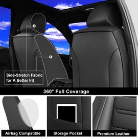 FiveFox Fit Corolla Car Seat Covers for Toyota Corolla 2000-2024 2025 - Full Coverage Leather, Waterproof & All Weather Seat Cushion Protector, Airbag Compatible, 2 Row 5 Seats, Black