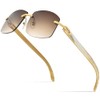 HEPIDEM 100% Really Buffalo Horn Sunglasses for Men Rimless Square