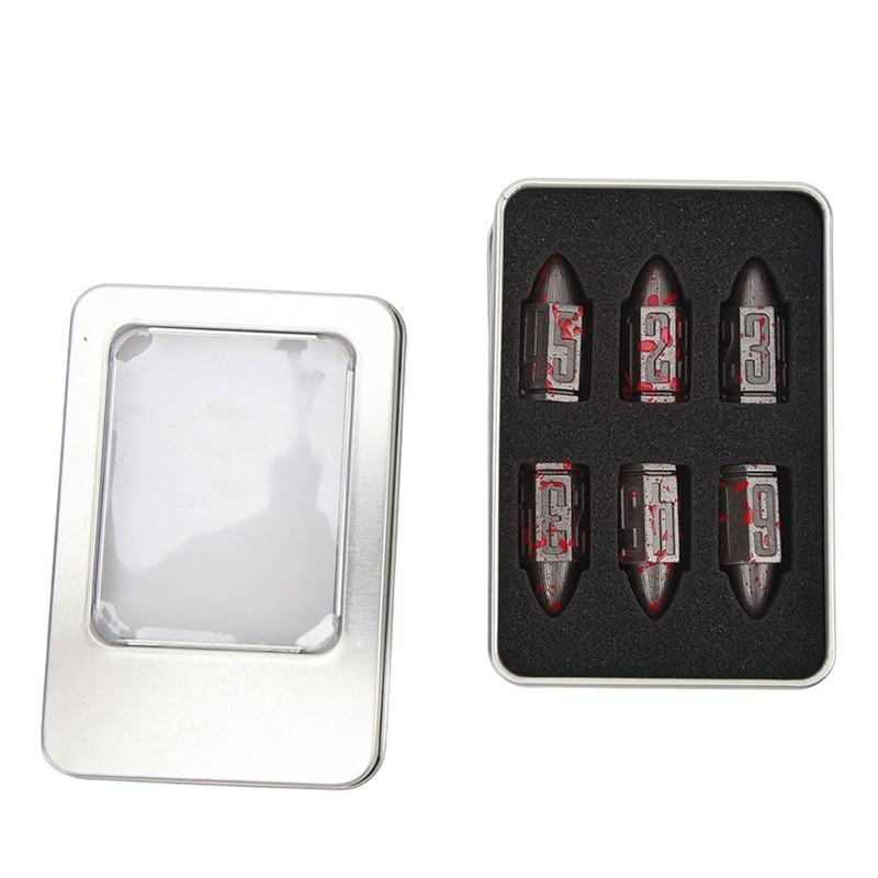 6 Pcs Bullet Metal Dice Set Micro Polyhedral Bloodstained Bullet