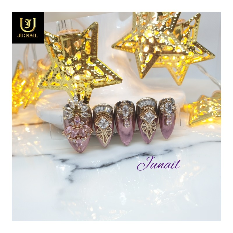❣Limited❣ Royal Pink Gra Handmade Nail Tips - Long Ballerina