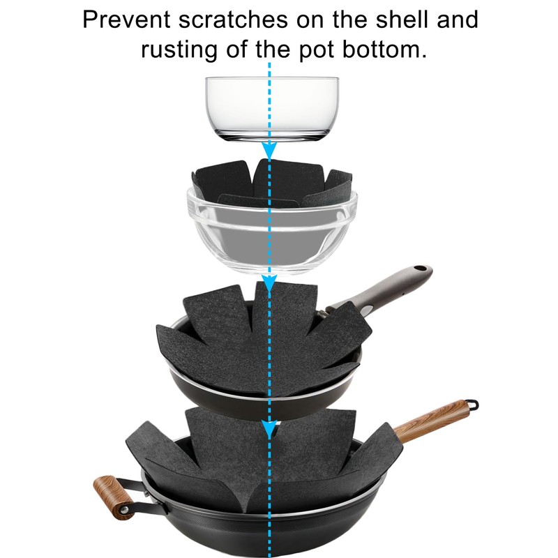 6 Piece Pot Pan Protectors for Stacking, 3 Different Size