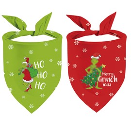 Christmas Dog Bandanas, 2PCS Puppy Scarf Merry Christmas Outfits Double Sided Reversible Dog Costume Pet Bandana Holiday Collar for Small Medium Large Dogs