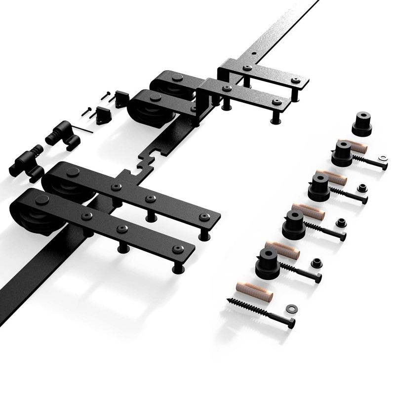 AONAYIOA 9FT Bypass Sliding Barn Door Hardware Kit, Combination Track