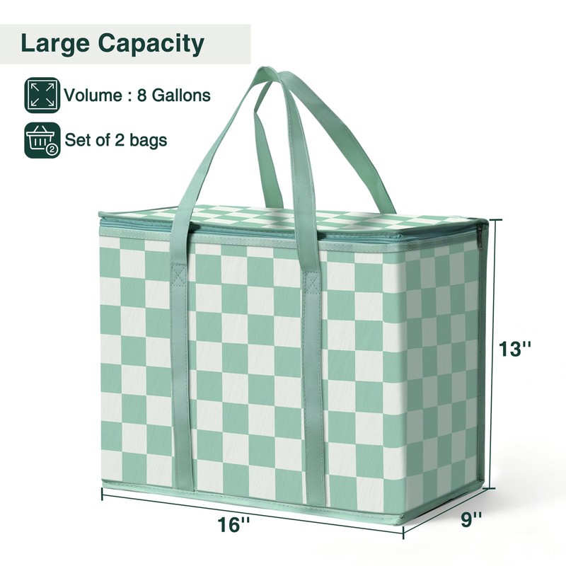 COOZOOM 2 Pack Insulated Reusable Grocery Bags, Heavy Duty Warming