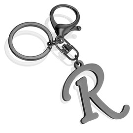 XGALBLA Cute Gold/Silver/Black Letter A-Z Keychain for Women Bag Charms for Handbags Stainless Steel Initial Letter Keychain, Black-r