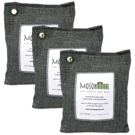 Moso Natural Air Purifying Bag 200g (3 Pack). A Scent Free Odour Eliminator for Cars, Closets, Bathrooms, Pet Areas. Premium Moso Bamboo Charcoal Odour Absorber. (Charcoal Grey)