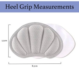 Heel Grips, 2 Pairs of Shoe Heel Pads Stick-on Protectors - Blister Prevention if Shoes Too Big for Ladies & Men by Unel (Grey)
