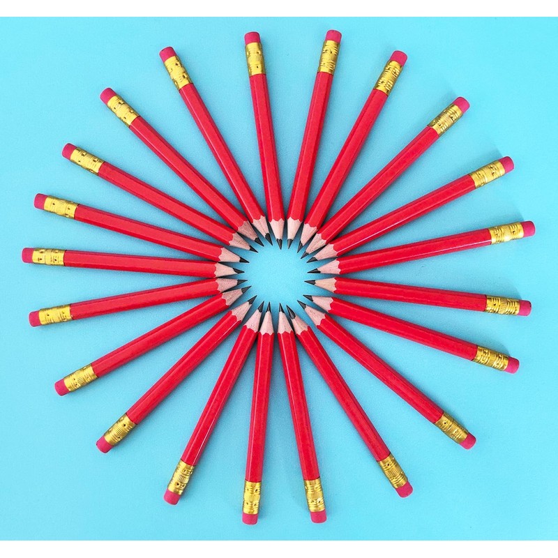 Adhere 25pcs Golf Pencils with earser Hexagon Wooden Pencils Graphite