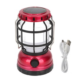Camping Lantern ABS Plastic Portable USB and Solar Charging Survival Tent Light for Outdoor Camping Hiking Emergency Red