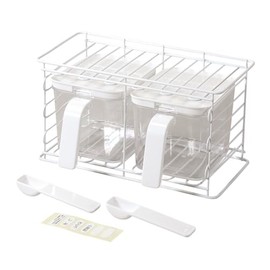Pearl Metal HC-471 Seasoning Rack, Spice Rack, Includes 2 Stockers, Vertical and Horizontal, White, Blank Kitchen