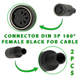 AERZETIX - C69596-2 set - DIN plug - female socket 5 way 180° - for soldering - for loudspeakers - colour black