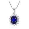 Dtup Collar Elegante Diseño Lady Di Zafiro Plata S925 Oro