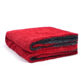 Greenfound Microfiber Towel for Cars, 1000GSM Car Drying Towel, Double Twist Pile & Edgeless Design, No Streaks, Scratches, or Water Spots, Soft and Absorbent, 18"×24", Red&Grey