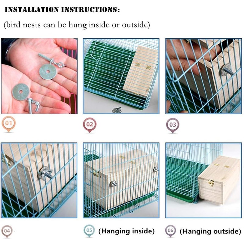 YJJKJ Pet Wood Parakeet Nest Box Bird House Breeding Nesting