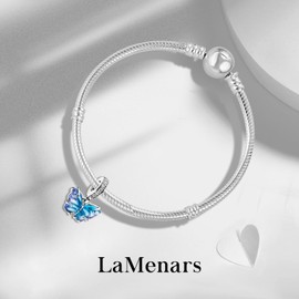 LaMenars Charm Animals Travel Butterfly Flower for Bracelet 925 Sterling Silver Bead Women Charms Mother's Day Birthday Anniversary Jewellery for Girls Wife, Silver