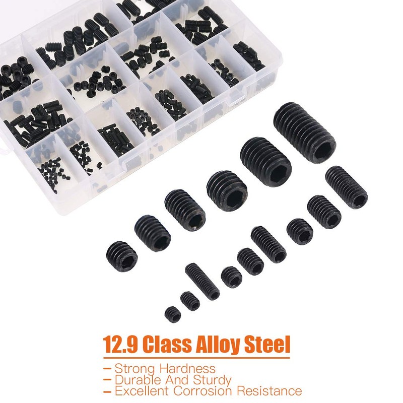 Rustark 450Pcs M3/M4/M5/M6/M8 Allen Head Socket Hex Grub Screw Set