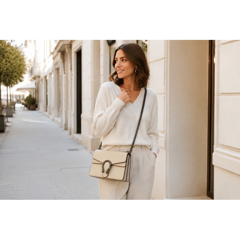 Snake Pattern Crossbody Shoulder Bag for Women – Retro Chain