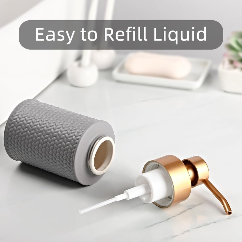 Foam Soap Dispenser with Refined and Vintage Emboss, Ceramic Hand