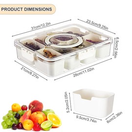 AZSJML Snackle Box Container - Portable Travel Snack Platters, Divided Snackle Box Charcuterie Container with 8 Compartments for traveling, Party, Fruit, Nuts, Candy, Entertaining, Picnic, 1 Pack
