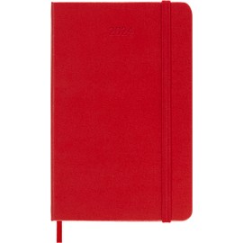 Moleskine Weekly Planner with Space for Notes, 12 Months 2024, Agenda 2024, Pocket-Size 9 x 14 cm, Hardcover with Elastic Closure, Fireplace Red
