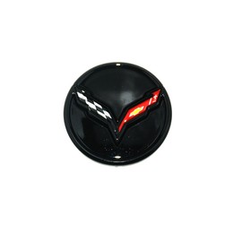 1Pc 2014+ C7 Corvette Stingray Center Caps w/Crossed Flag Logo Trim Set 23217059 (Black)