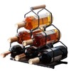 Creative Honeycomb Wine Rack, Black Metal and Wood Wine Cabinet,