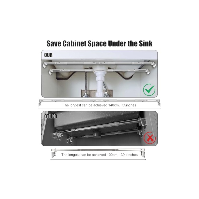 2-Pack Upgraded Undermount Sink Bracket, Undermount Sink Support Kit(Telescopic Length