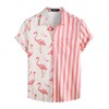 VATPAVE Mens Flamingo Hawaiian Sets Casual Short Sleeve Button Down