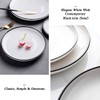 BonNoces 6-inch Small Porcelain Appetizer Plates, White with Black Edges