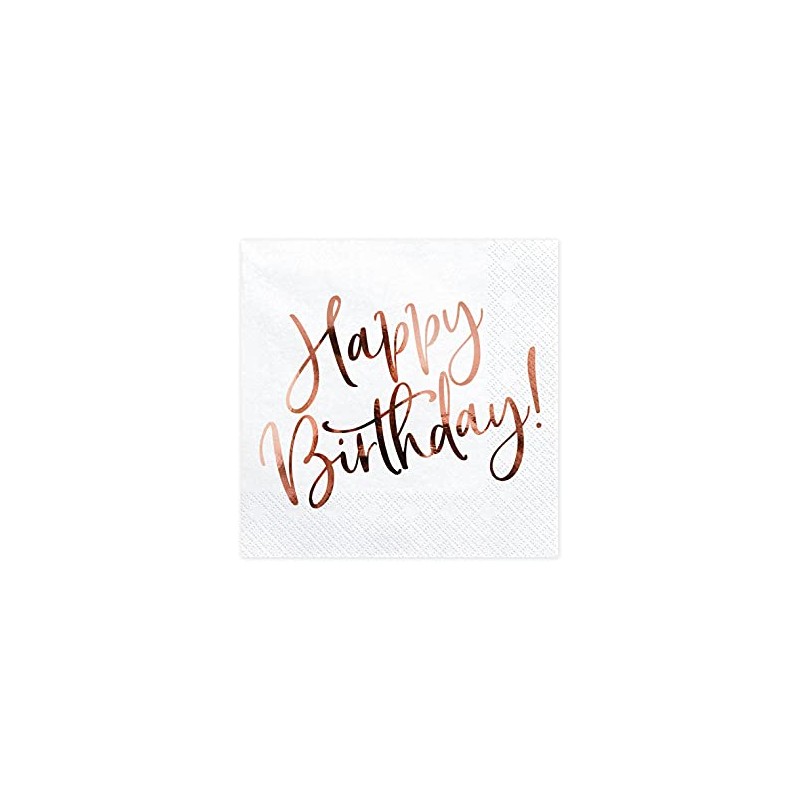 PartyDeco Happy Birthday White Napkins 33 x 33 cm Pack