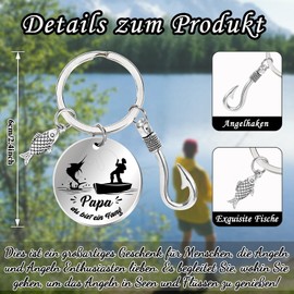 Konsait Vatertagsgeschenk für Papa Schlüsselanhänger Edelstahl Angler Geschenke für Männe Schlüsselanhänger Gravur Bester Papa Geschenke Eignung Vatertag Geburtstagsgeschenk Erntedankfest