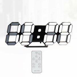 KOSUMOSU Digital Clock, Wall Clock, LED Table Clock, Auto Brightness, 10 Inch Remote Control, Time Display (12/24 Hours), Date/Temperature(℃/℉), Alarm Function (AC Adapter Not Included)