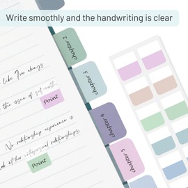 Sticky Index Tabs, Transparent Sticky for Notes Tabs,Colorful Page Markers for Notebooks,Writable and Repositionable Tabs, 240 Pcs,12 Colors(1.4inch)