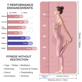 Gruper Yoga Mat Non Slip,TPE 6MM 8MM Thick Exercise Mat with Carrying Strap,Yoga Mats for Beginners Women Men,Workout Mats for Home, Pilates and Floor Exercises